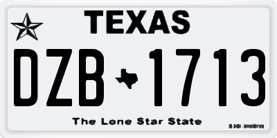 TX license plate DZB1713