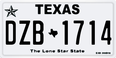 TX license plate DZB1714
