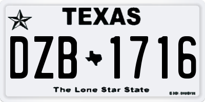TX license plate DZB1716