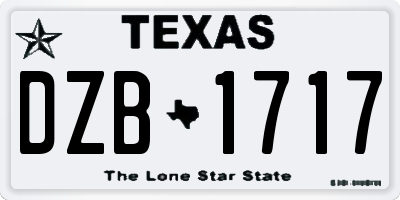 TX license plate DZB1717
