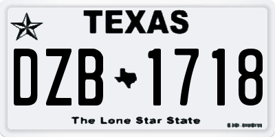 TX license plate DZB1718