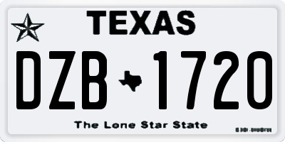 TX license plate DZB1720