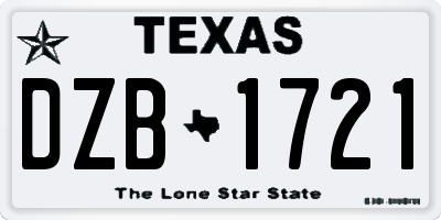 TX license plate DZB1721
