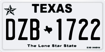 TX license plate DZB1722