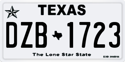 TX license plate DZB1723