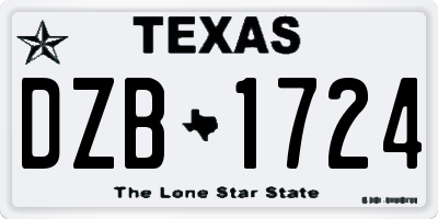 TX license plate DZB1724