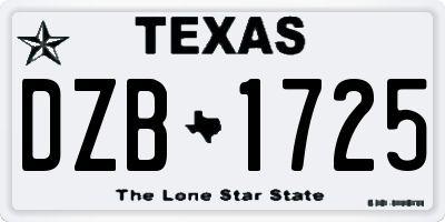 TX license plate DZB1725