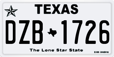 TX license plate DZB1726