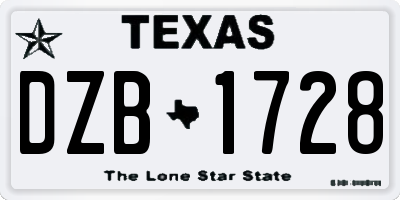 TX license plate DZB1728