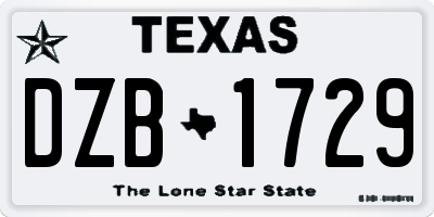 TX license plate DZB1729