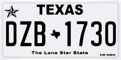 TX license plate DZB1730