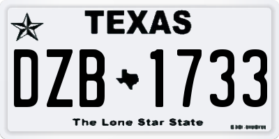 TX license plate DZB1733