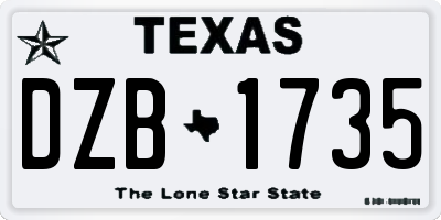 TX license plate DZB1735