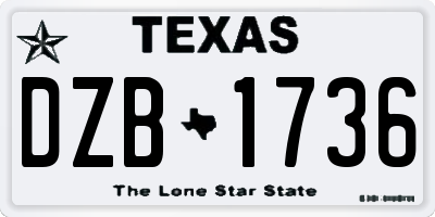 TX license plate DZB1736