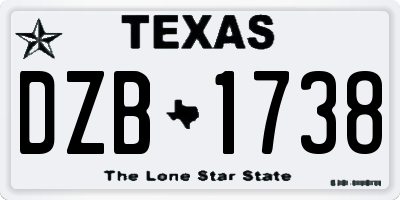 TX license plate DZB1738