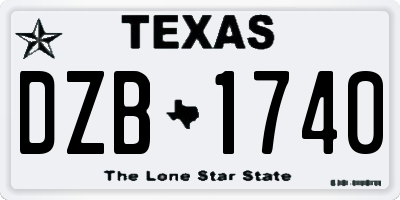 TX license plate DZB1740
