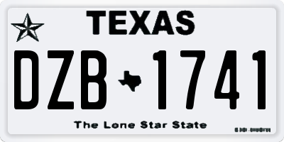 TX license plate DZB1741