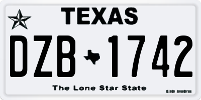 TX license plate DZB1742