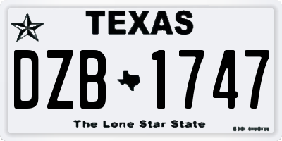 TX license plate DZB1747