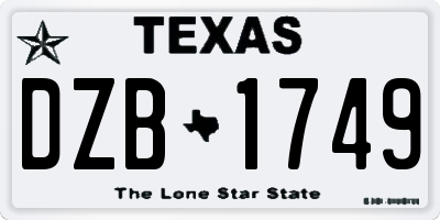 TX license plate DZB1749