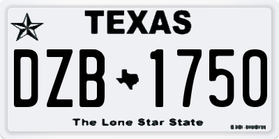 TX license plate DZB1750
