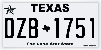 TX license plate DZB1751