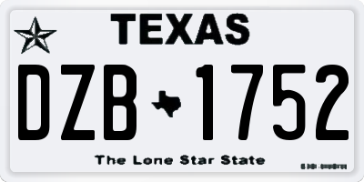 TX license plate DZB1752
