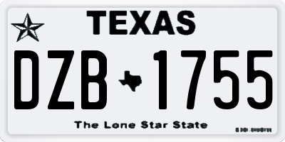 TX license plate DZB1755
