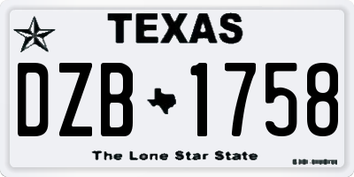 TX license plate DZB1758