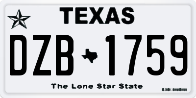 TX license plate DZB1759