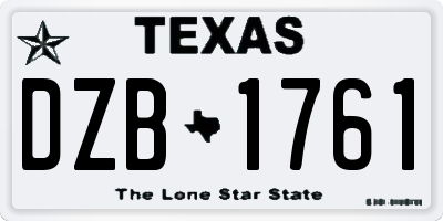 TX license plate DZB1761