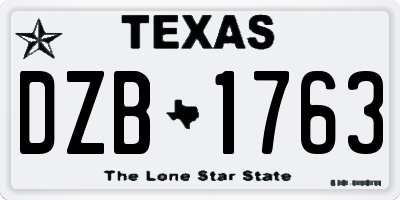 TX license plate DZB1763