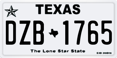 TX license plate DZB1765