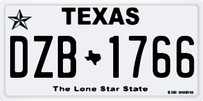 TX license plate DZB1766