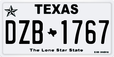 TX license plate DZB1767