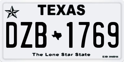 TX license plate DZB1769