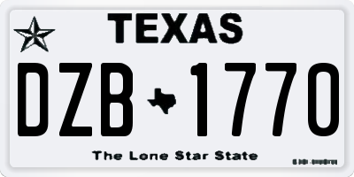 TX license plate DZB1770