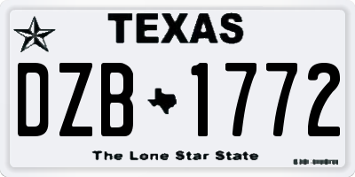 TX license plate DZB1772