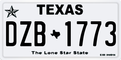 TX license plate DZB1773