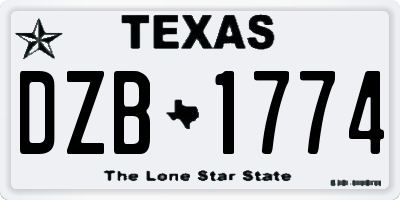 TX license plate DZB1774