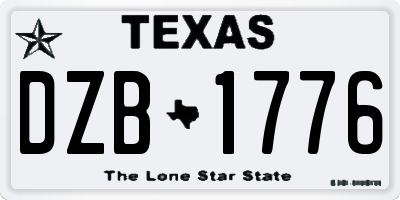 TX license plate DZB1776
