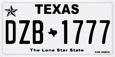 TX license plate DZB1777