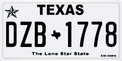 TX license plate DZB1778