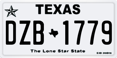 TX license plate DZB1779