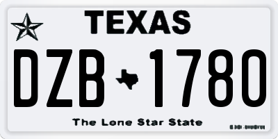 TX license plate DZB1780