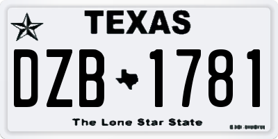 TX license plate DZB1781
