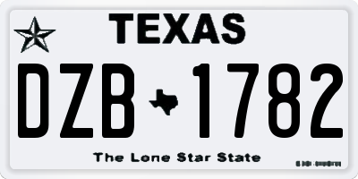 TX license plate DZB1782