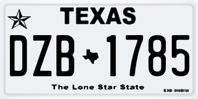 TX license plate DZB1785
