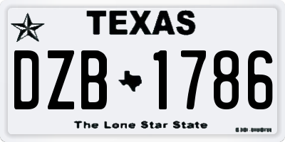TX license plate DZB1786
