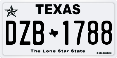 TX license plate DZB1788